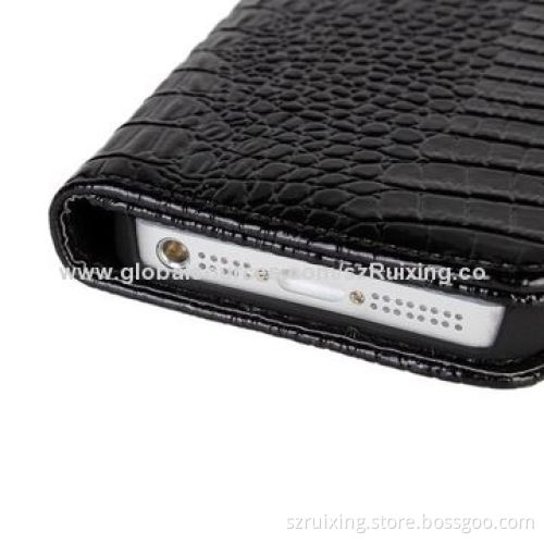 Crocodile veins leather case for iPhone 5/5S with stand function